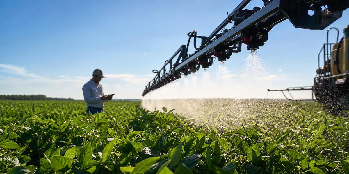 Aplicação agrícola de precisão acompanhada no campo